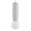 Lampa wisząca ceramika Bolesławiec biała w kropki ręcznie zdobiona designerska wyjątkowa podłużna BOLL 8938 Argon x Manufaktura w Bolesławcu 